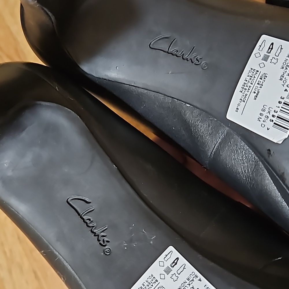 Clarks Collection Black Leather Heels 9-9.5 - Picture 15 of 15